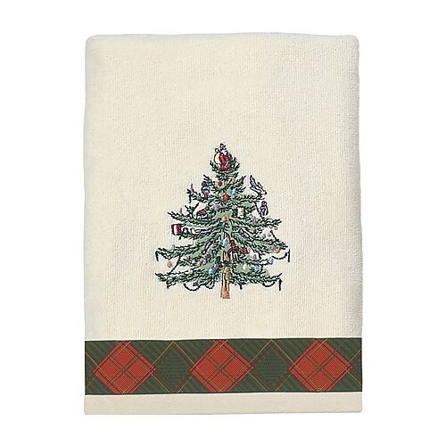 Spode Christmas Tree Tartan Hand Towel, One Size, Beige