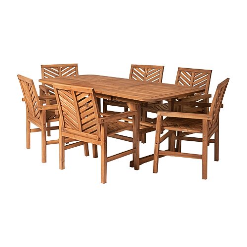 Walker Edison Vincent 7-pc. Patio Dining Set In Brown