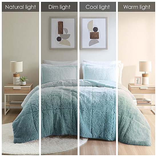 Intelligent Design Ella Ombre Shaggy Long Faux Fur Comforter Set