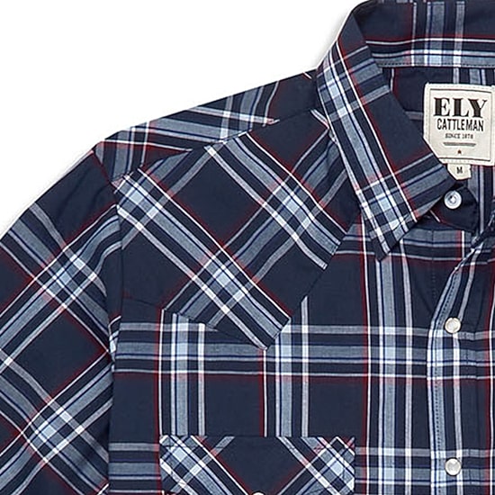 Ely Cattleman Plaid Mens Long Sleeve Western Shirt