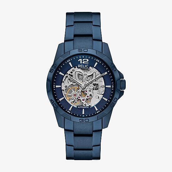 Relic By Fossil Mens Automatic Blue Stainless Steel Bracelet Watch Zr16032
