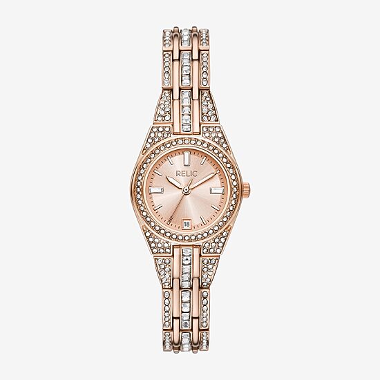 Relic By Fossil Womens Rose Goldtone Bracelet Watch Zr12671