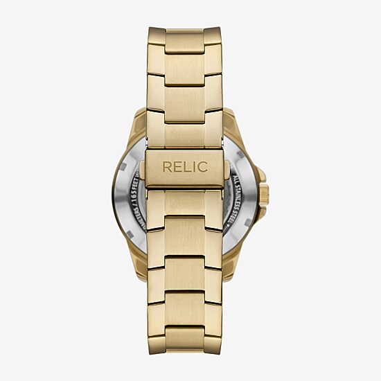 Relic By Fossil Mens Automatic Gold Tone Stainless Steel Bracelet Watch Zr16033