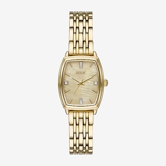 Relic By Fossil Mens Gold Tone Bracelet Watch Zr34658