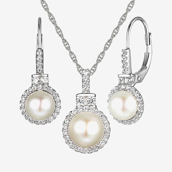Womens Dyed White Cultured Freshwater Pearl Sterling Silver 2-pc. Jewelry Set