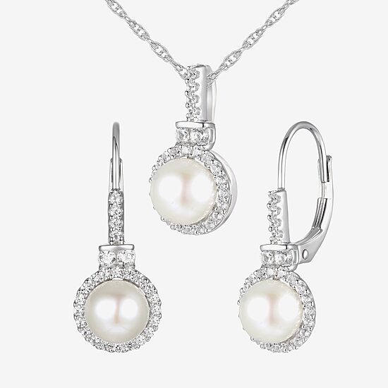 Womens Dyed White Cultured Freshwater Pearl Sterling Silver 2-pc. Jewelry Set