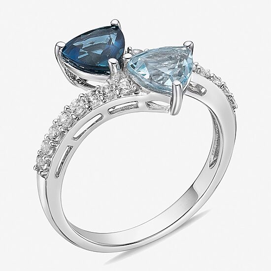 Womens Blue Topaz Sterling Silver Cocktail Ring
