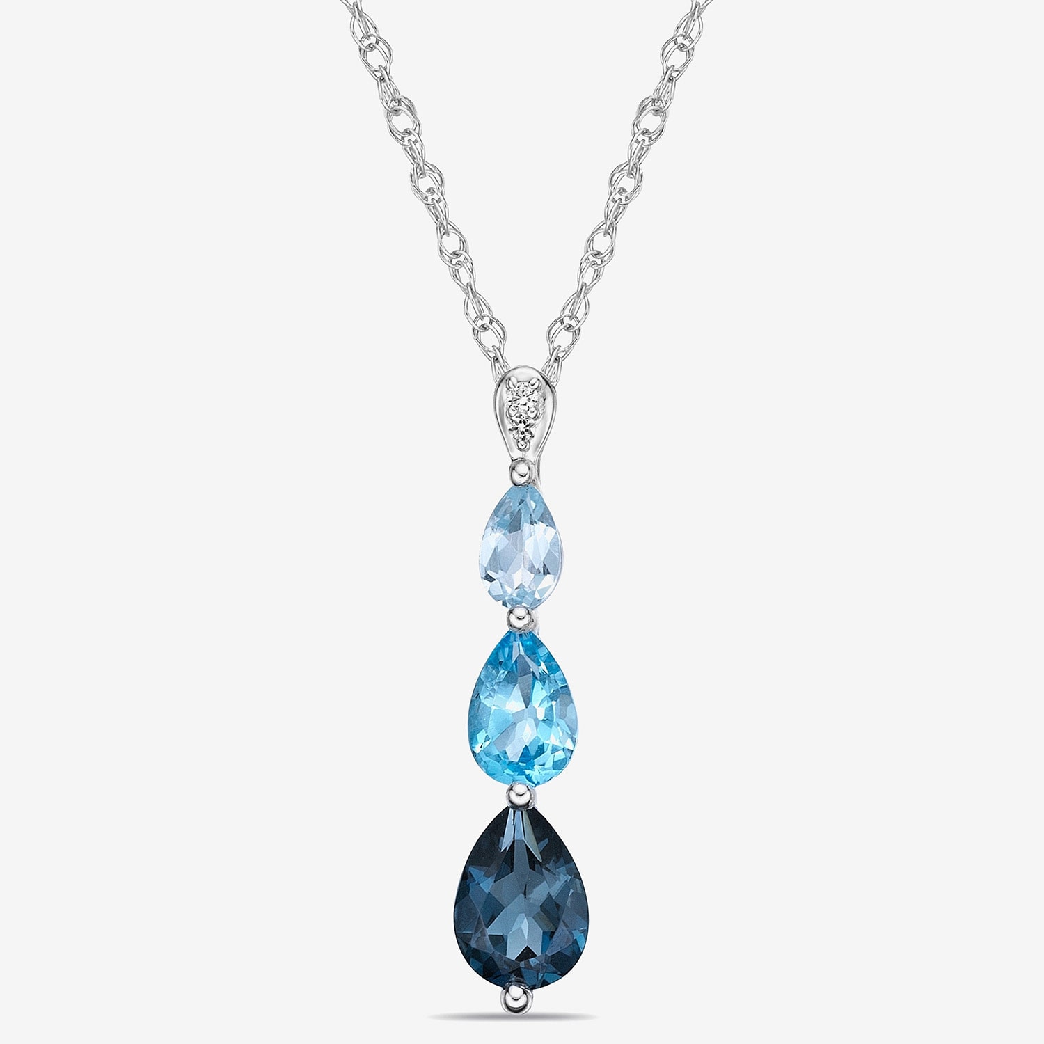 Womens Genuine Blue Topaz Sterling Silver Pear 18 Inch Pendant Necklace