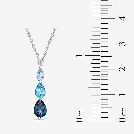 Womens Genuine Blue Topaz Sterling Silver Pear 18 Inch Pendant Necklace