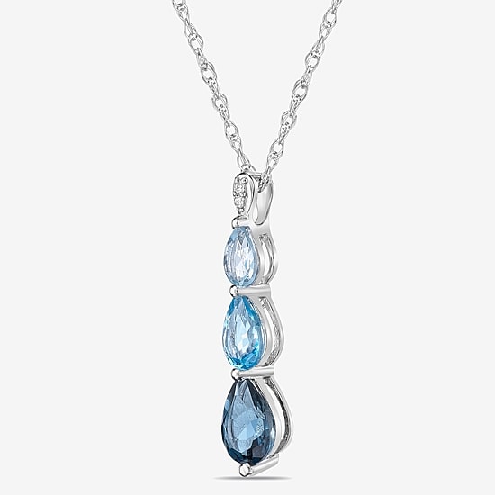 Womens Genuine Blue Topaz Sterling Silver Pear 18 Inch Pendant Necklace