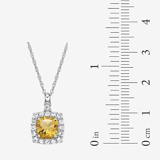 Womens Genuine Yellow Citrine Sterling Silver 18 Inch Pendant Necklace