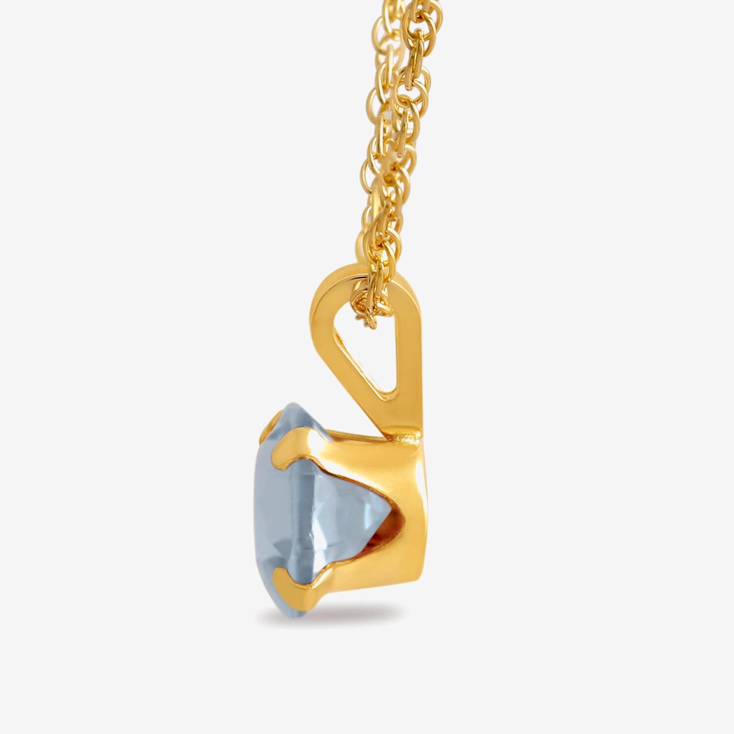 Womens Gemstone 10K Gold 4MM Round Pendant Necklace