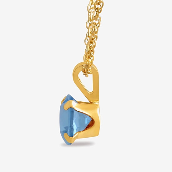 Womens Gemstone 10K Gold 4MM Round Pendant Necklace