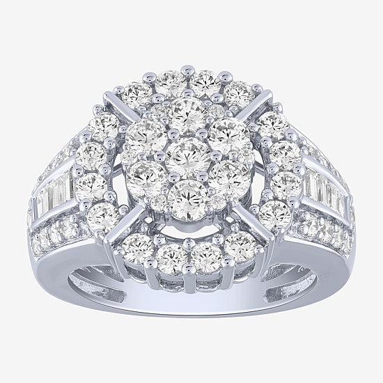 Diamond Blossom (G / Si2) Womens 2 CT. T.W. Lab Grown White Diamond 10K Gold Round Cocktail Ring