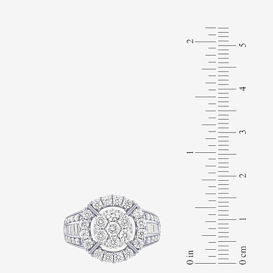 Diamond Blossom (G / Si2) Womens 2 CT. T.W. Lab Grown White Diamond 10K Gold Round Cocktail Ring