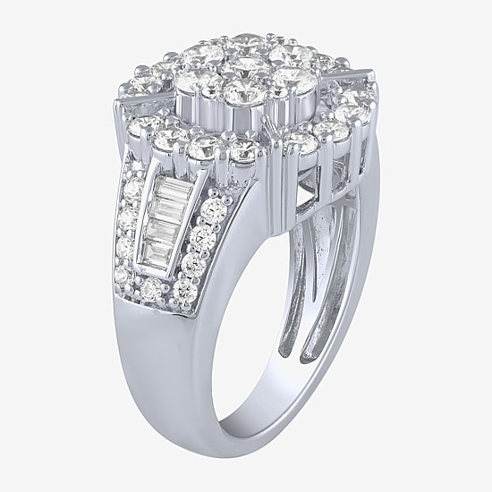 Diamond Blossom (G / Si2) Womens 2 CT. T.W. Lab Grown White Diamond 10K Gold Round Cocktail Ring