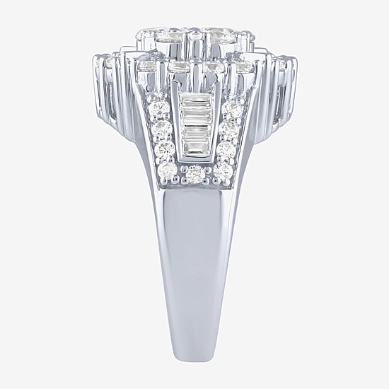 Diamond Blossom (G / Si2) Womens 2 CT. T.W. Lab Grown White Diamond 10K Gold Round Cocktail Ring