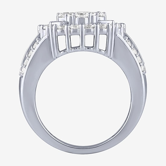 Diamond Blossom (G / Si2) Womens 2 CT. T.W. Lab Grown White Diamond 10K Gold Round Cocktail Ring