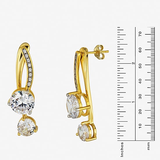 Womens Cubic Zirconia Sterling Silver Drop Earrings