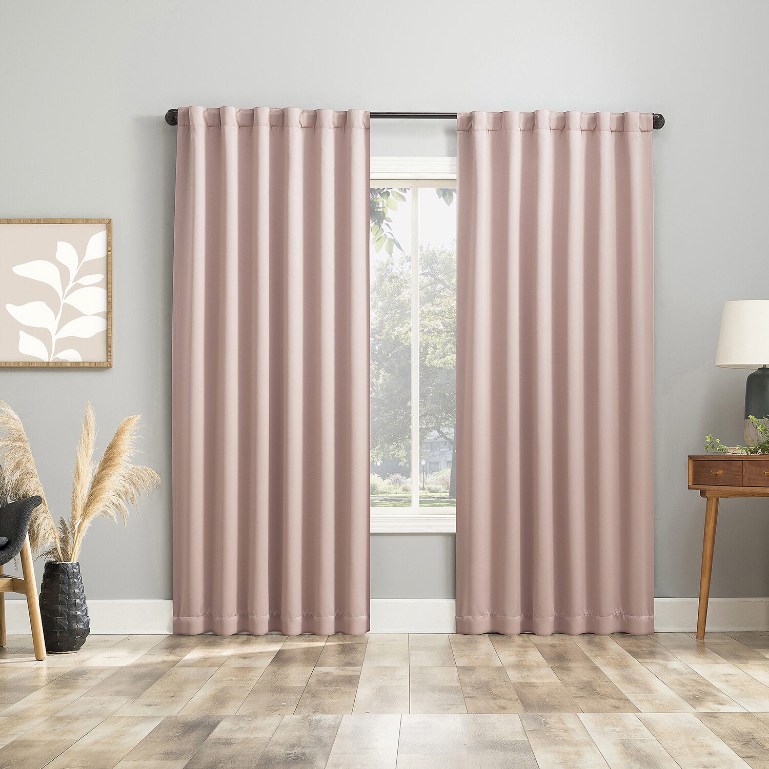 Sun Zero Aria Magnetic Closure Back Tab 100% Blackout Set of 2 Curtain Panel