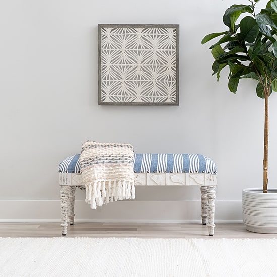 Slayton Upholstered Wood Seashell Bench