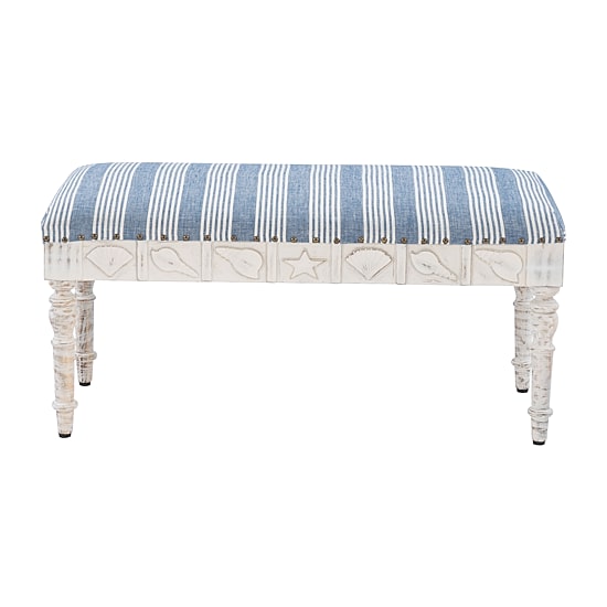 Slayton Upholstered Wood Seashell Bench