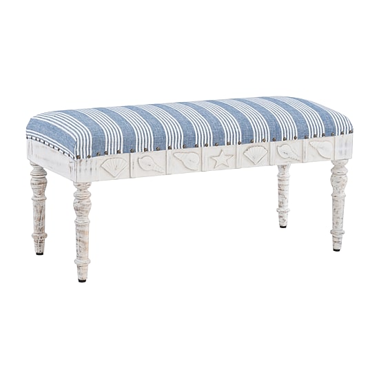 Slayton Upholstered Wood Seashell Bench