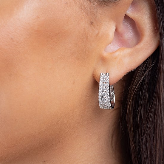 (G / Si2) Womens 1 1/2 CT. T.W. Lab Grown White Diamond 14K Gold 20.9mm Hoop Earrings