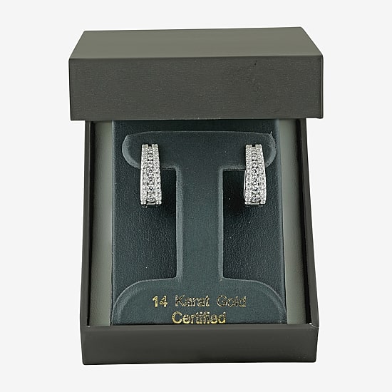 (G / Si2) Womens 1 1/2 CT. T.W. Lab Grown White Diamond 14K Gold 20.9mm Hoop Earrings