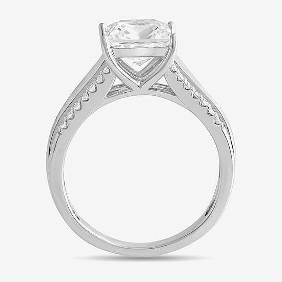 (G / I1) Womens 2 1/2 CT. T.W. Lab Grown White Diamond 10K Gold Side Stone Engagement Ring