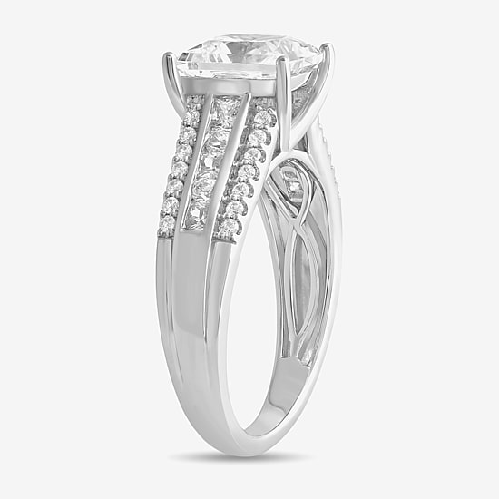 (G / I1) Womens 2 1/2 CT. T.W. Lab Grown White Diamond 10K Gold Side Stone Engagement Ring