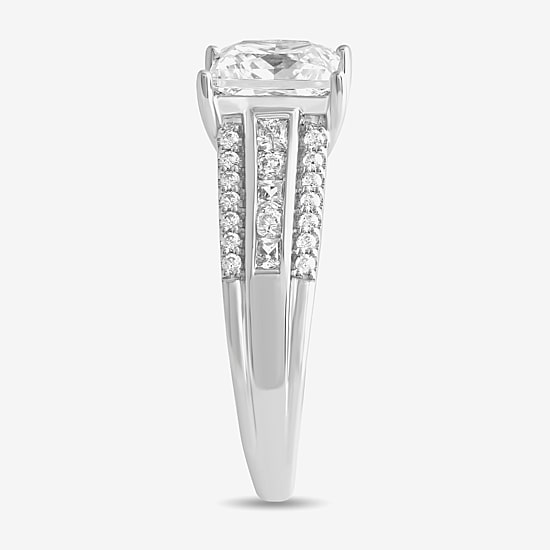 (G / I1) Womens 2 1/2 CT. T.W. Lab Grown White Diamond 10K Gold Side Stone Engagement Ring