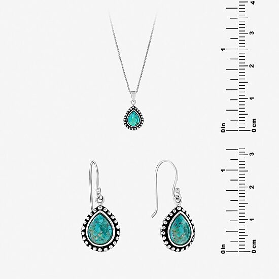 Womens Blue Turquoise Sterling Silver 2-pc. Jewelry Set
