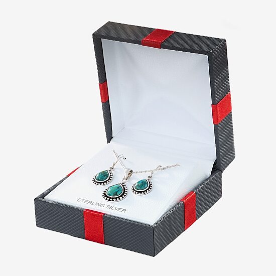 Womens Blue Turquoise Sterling Silver 2-pc. Jewelry Set
