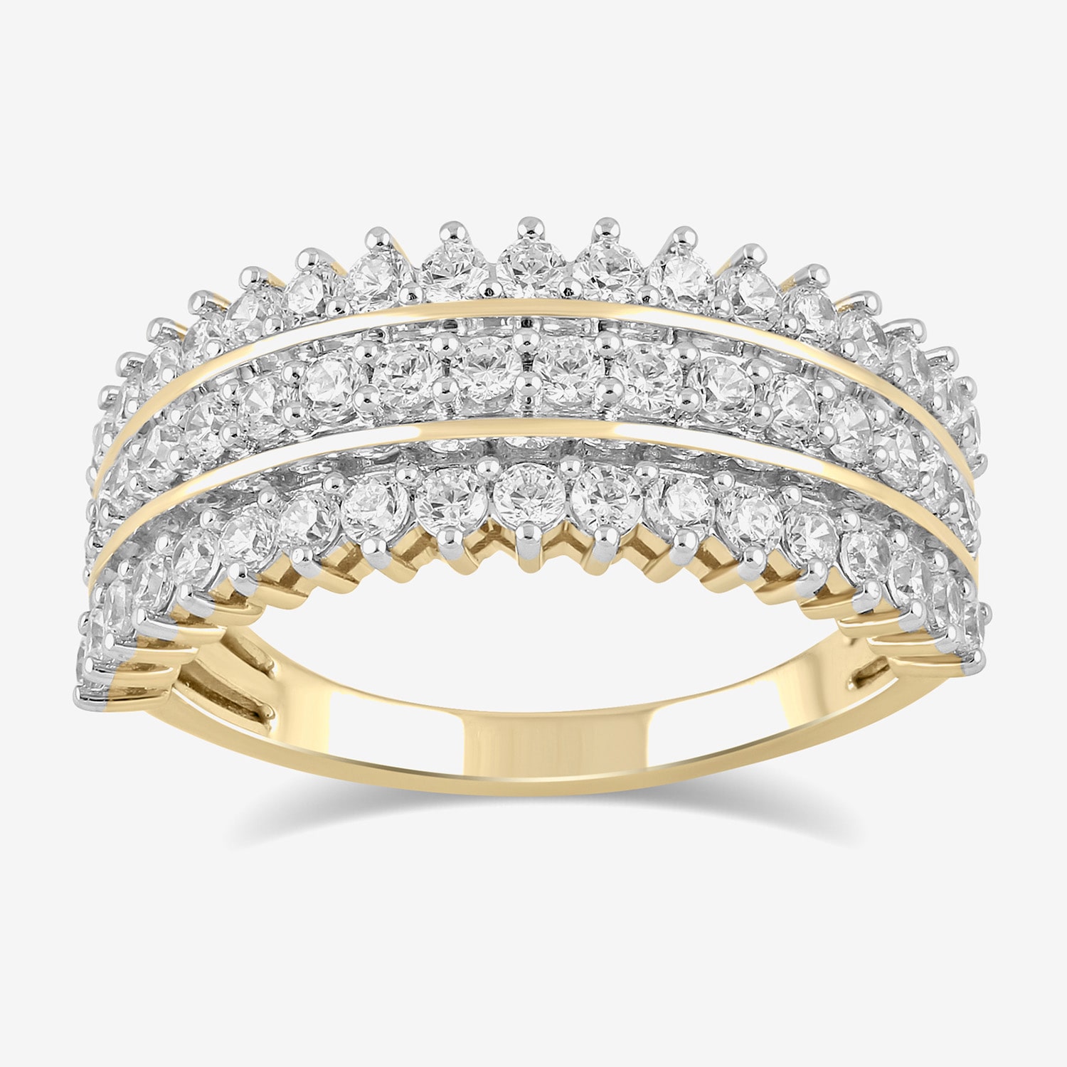 (H / I1-I2) Womens 1 CT. T.W. Lab Grown White Diamond 14K Gold Over Silver Cocktail Ring