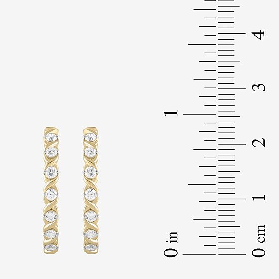 Womens 1/2 CT. T.W. Lab Grown White Diamond 14K Gold Over Silver 28.2mm Hoop Earrings