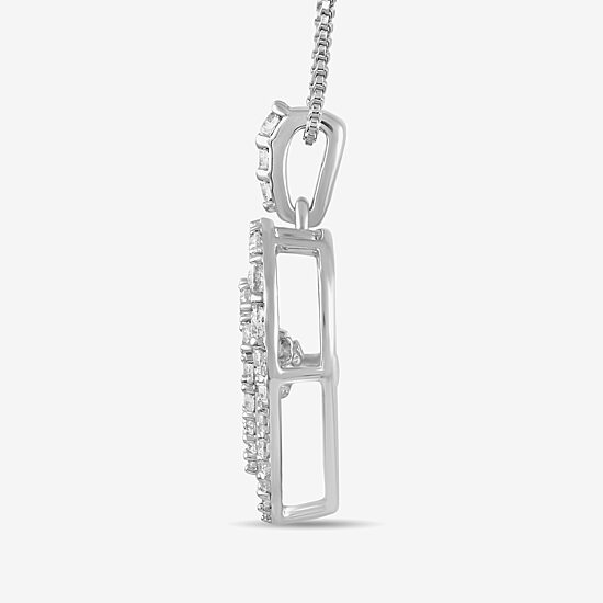 Womens 1 CT. T.W. Lab Grown White Diamond Sterling Silver Heart 18 Inch Pendant Necklace