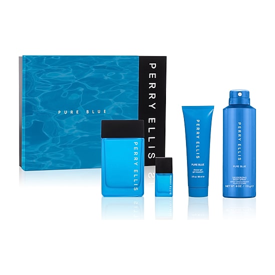 Perry Ellis Pure Blue Eau De Toilette 4-Pc Gift Set ($114 Value)