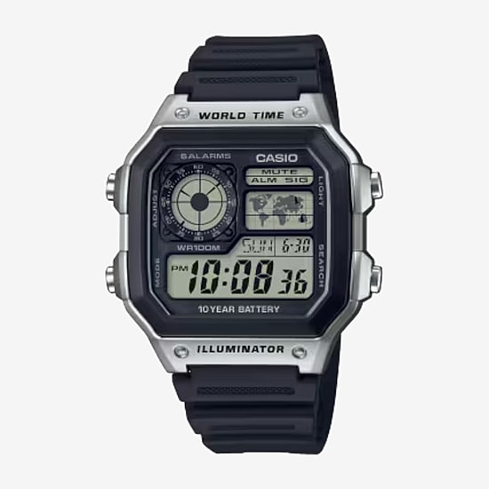 Casio Mens Digital Black Strap Watch Ae1200wh1cos
