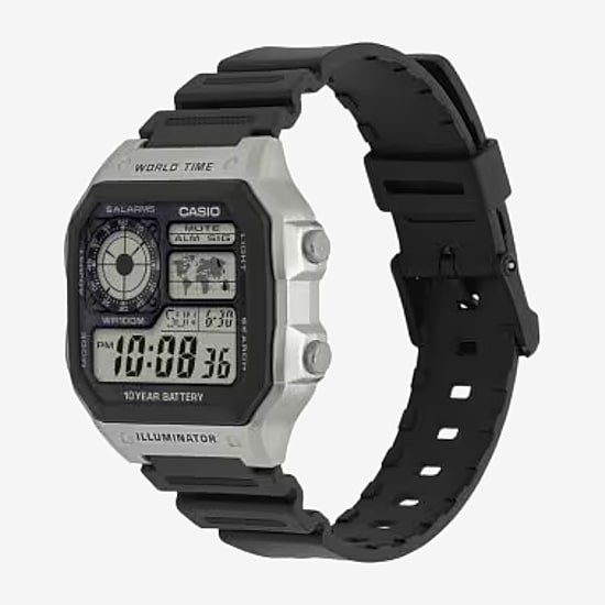 Casio Mens Digital Black Strap Watch Ae1200wh1cos