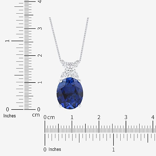 Womens Lab Created Blue Sapphire Sterling Silver Oval 18 Inch Pendant Necklace