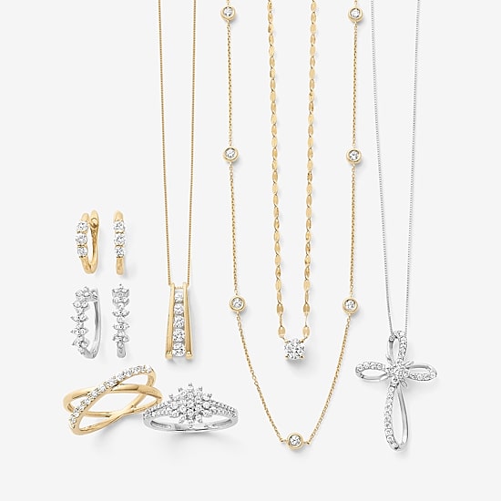 (H-I / I1) Womens 1/3 CT. T.W. Lab Grown White Diamond 10K Gold Cross 18 Inch Pendant Necklace
