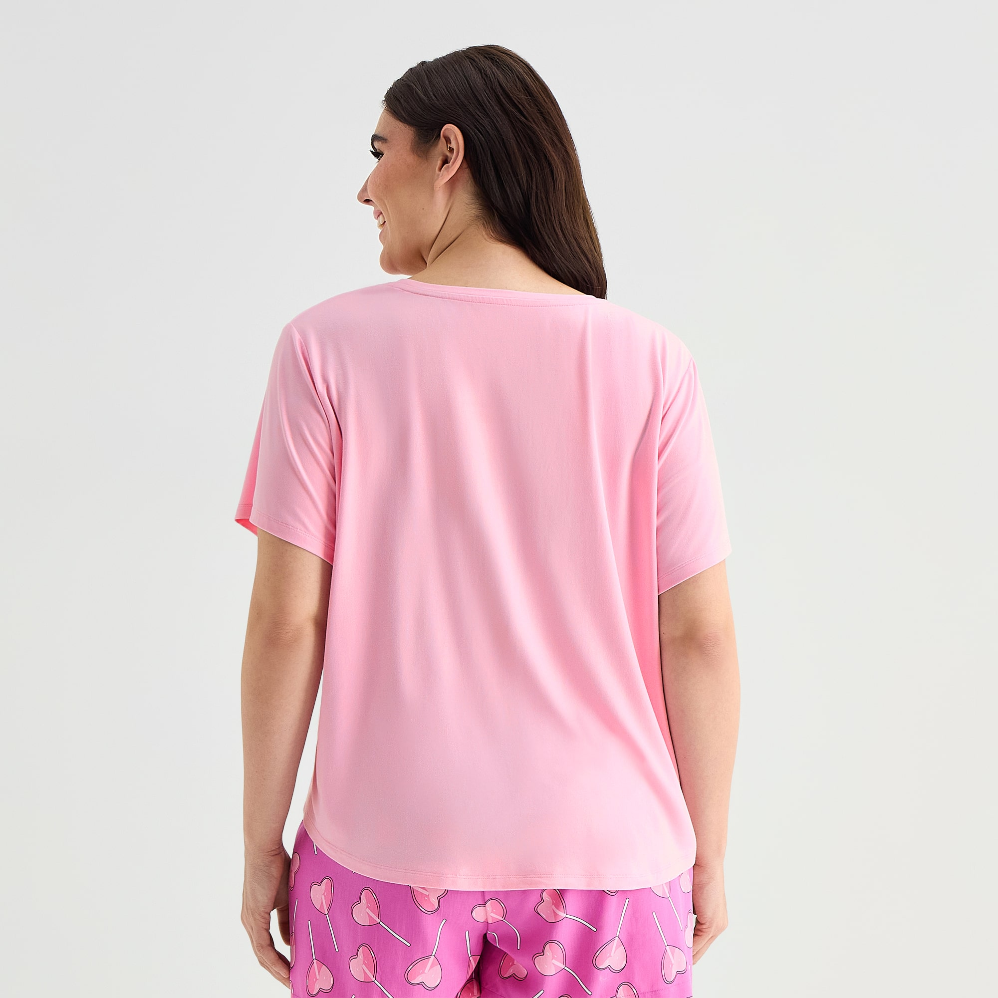 Sleep Chic Womens Crew Neck Short Sleeve Plus Pajama Top