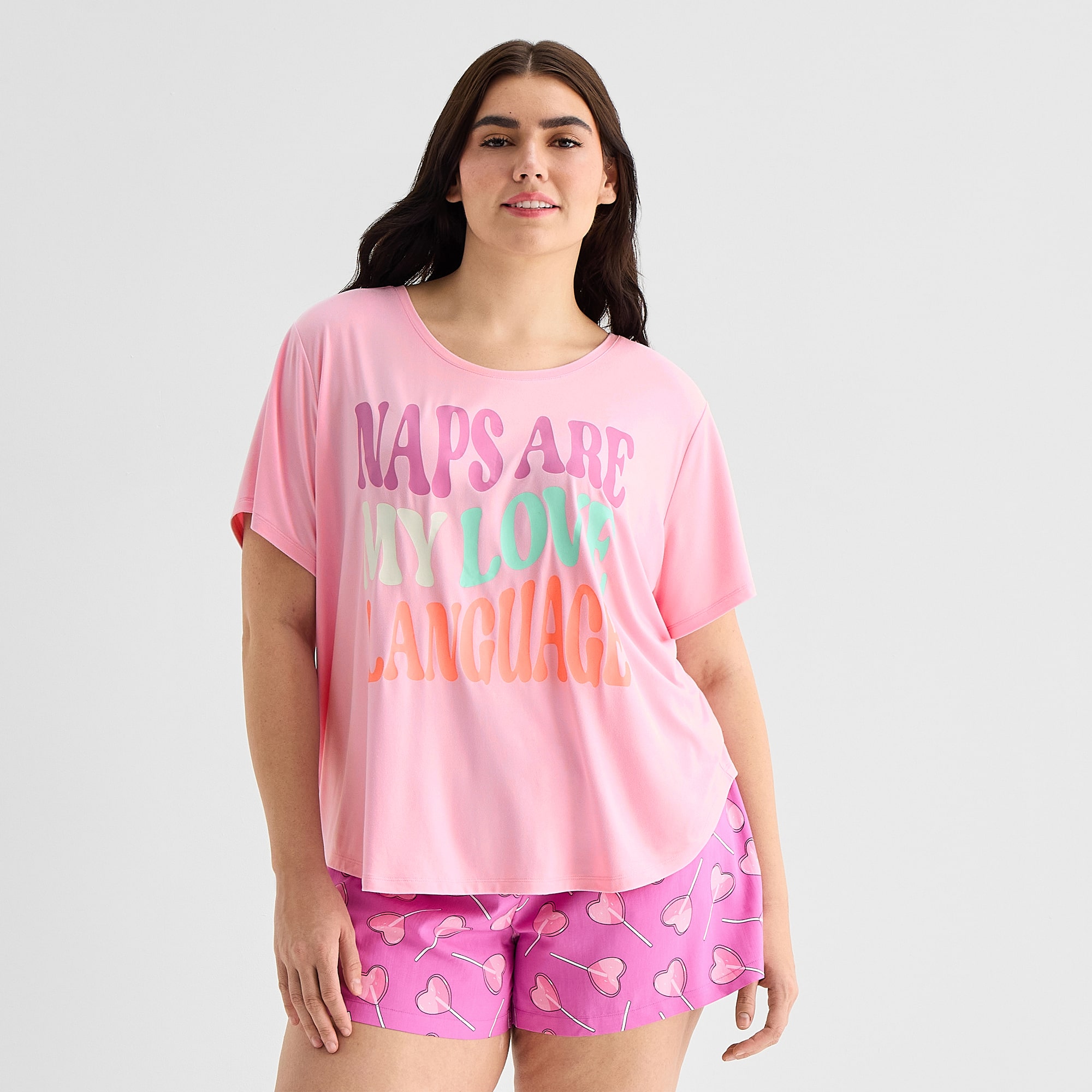 Sleep Chic Womens Crew Neck Short Sleeve Plus Pajama Top