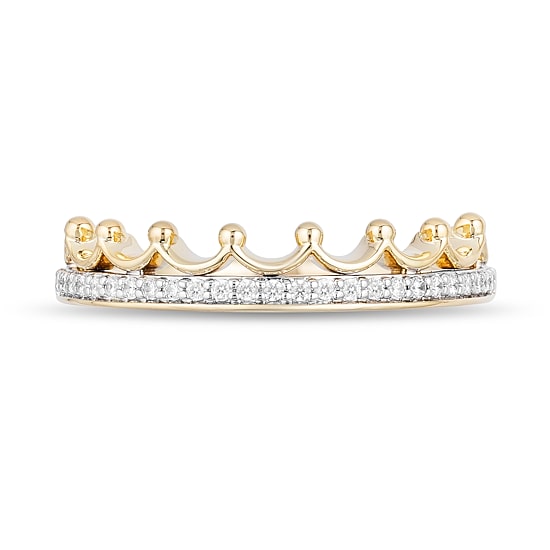 Womens 1/10 CT. T.W. Natural White Diamond 10K Gold Princess Wedding Band
