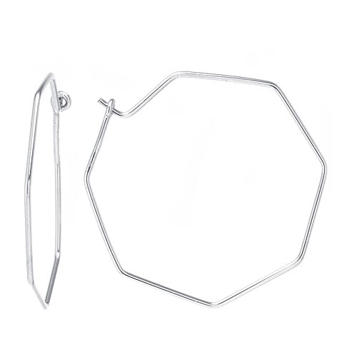 Silver Treasures Womens Sterling Silver 40mm Hoop Earrings, One Size