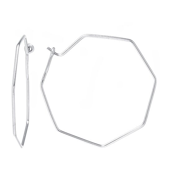 Silver Treasures Womens Sterling Silver 40mm Hoop Earrings