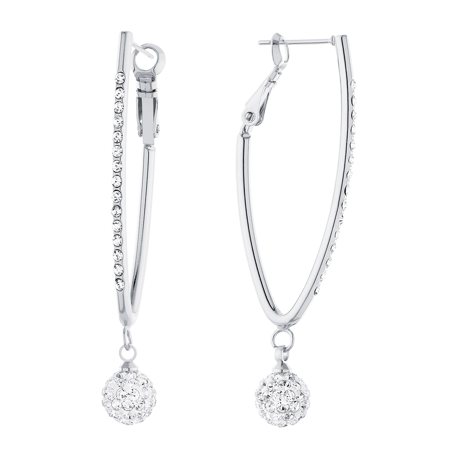 Sparkle Allure Womens Crystal 55mm Hoop Earrings