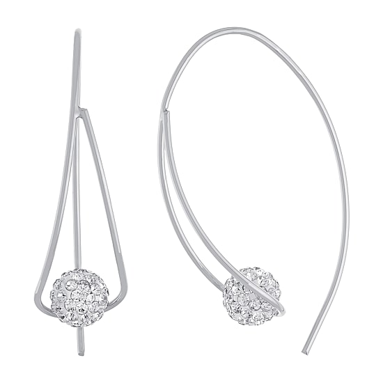 Sparkle Allure Threader Womens Crystal 40mm Hoop Earrings