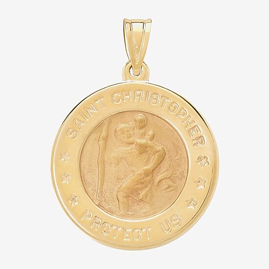 Saint Christopher Unisex Adult 14K Gold Round Pendant